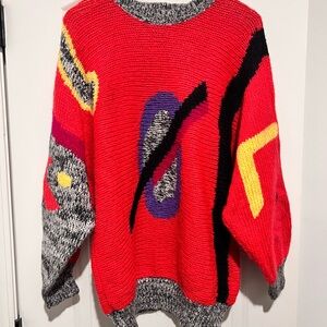Vintage Abstract Pop Art 80s knit dolman ugly retro batwing sweater